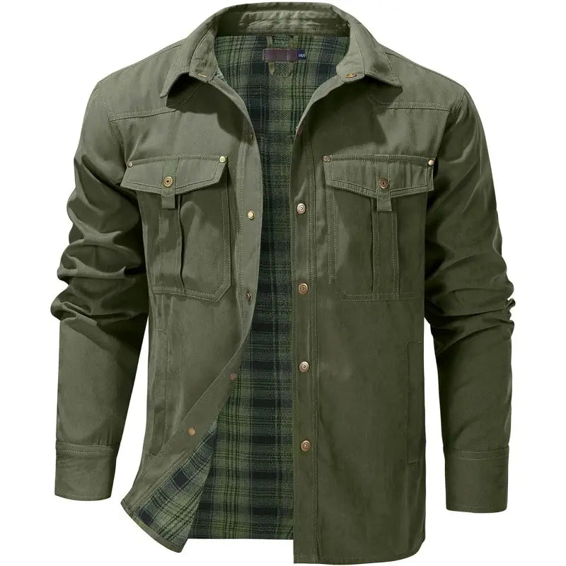 Zaitun Men's Flannel Lined Shacket Jacket for Outdoors and Casual Wear